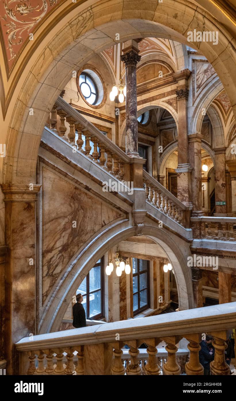 Italian marble staircase indside the Glasgow City Chambers Stock Photo