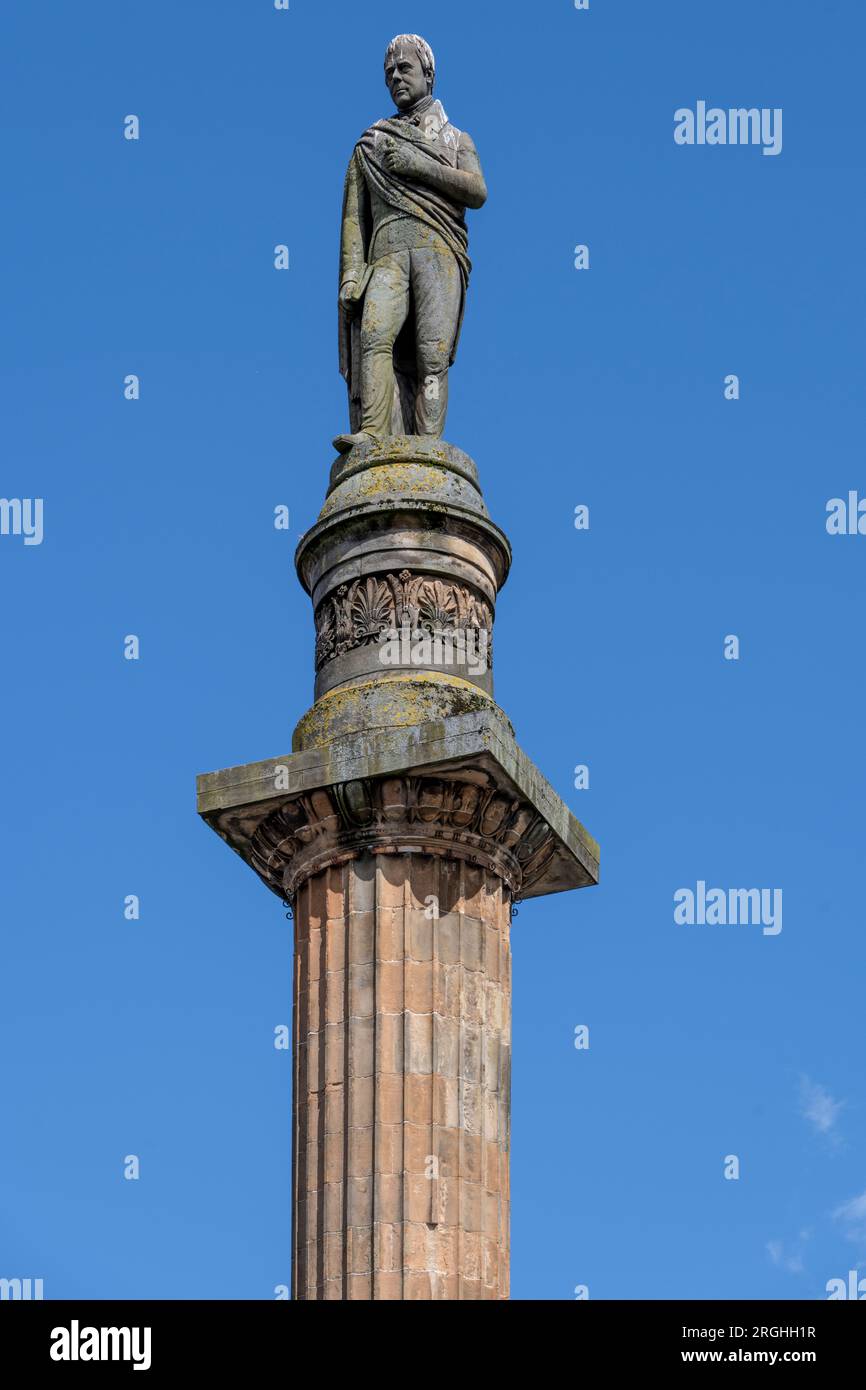 column with Sir Walter Scott in George Square in Glasgow Stock Photo