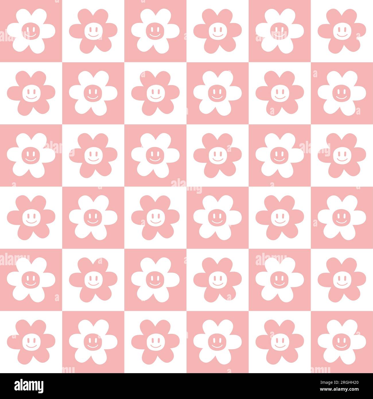Vector seamless pattern of groovy retro flower Stock Vector