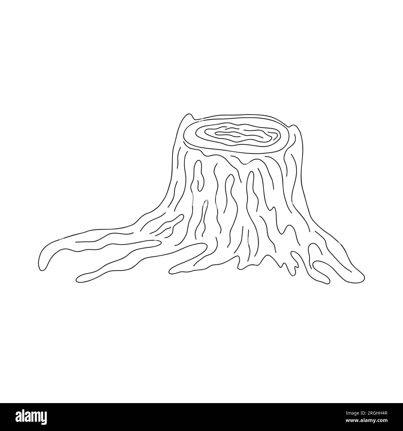 Old tree stump outline simple doodle vector illustration, linear hand ...