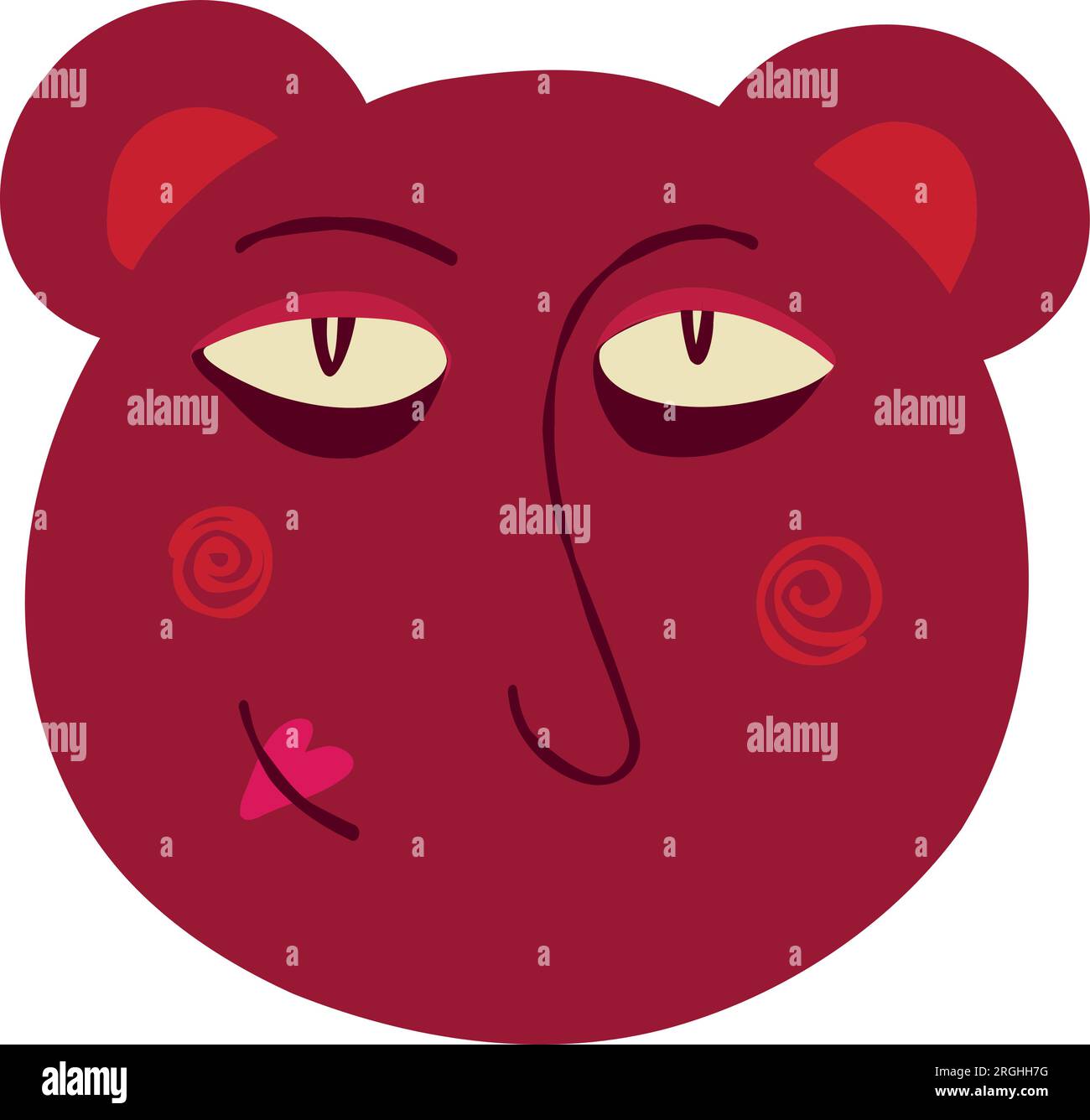 Cute red bear animal. Illustration in modern childish hand drawn style