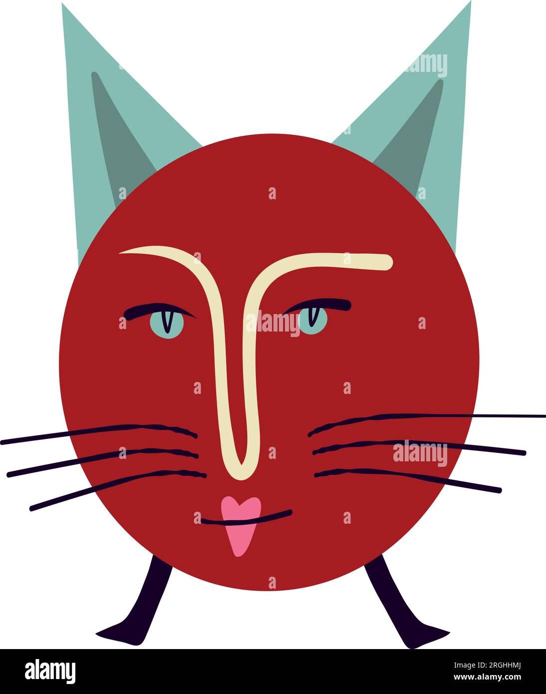 Funny red cat with lovely face . Vibrant Halloween character. Cartoon