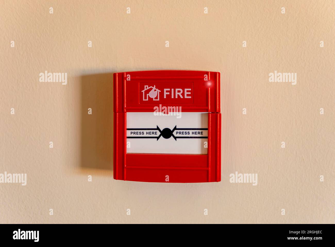 emergency fire alarm at an apartment's residential building Stock Photo