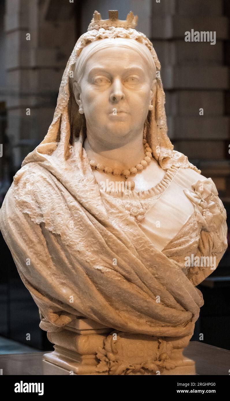 marble sculpture of Queen Victoria in 1888 at age 69 Stock Photo