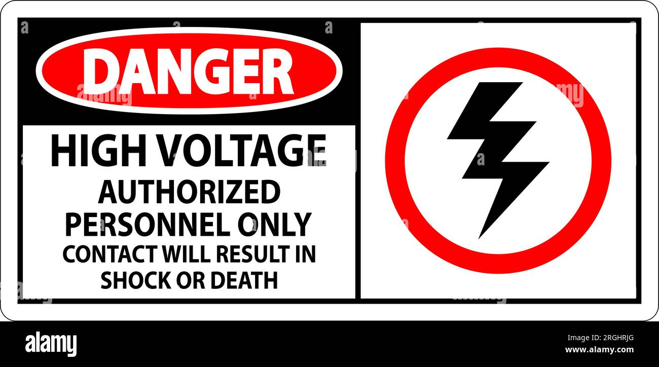NMC OSHA-Schild 'DANGER – HIGH VOLTAGE AUTHORIZED PERSONNEL ONLY' – 25,4 X 35,6 Cm, Schwarz/rot Auf Weiß, Aus Stabilem Kunststoff