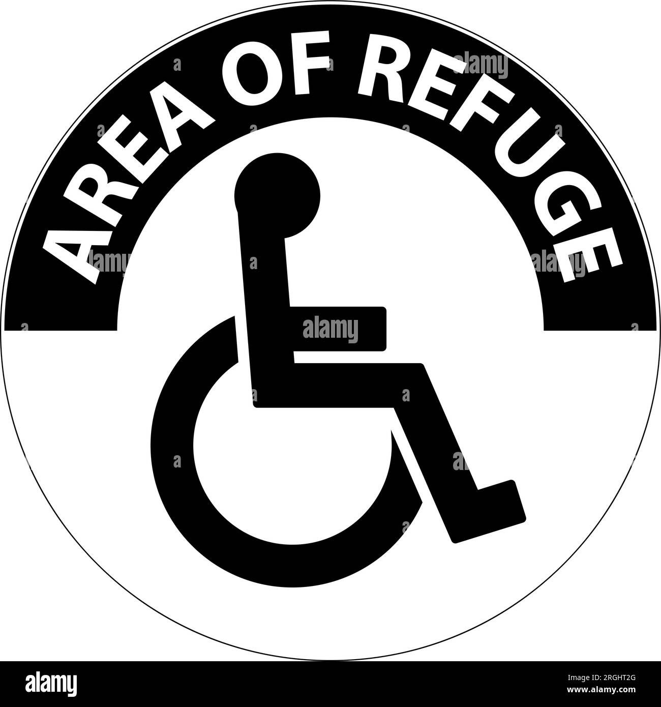 Floor Sign Area of Refuge, with Handicap Symbol Stock Vector