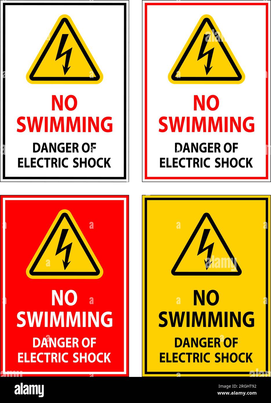 Electrical Hazard Sign No Swimming - Danger Of Electric Shock Stock Vector