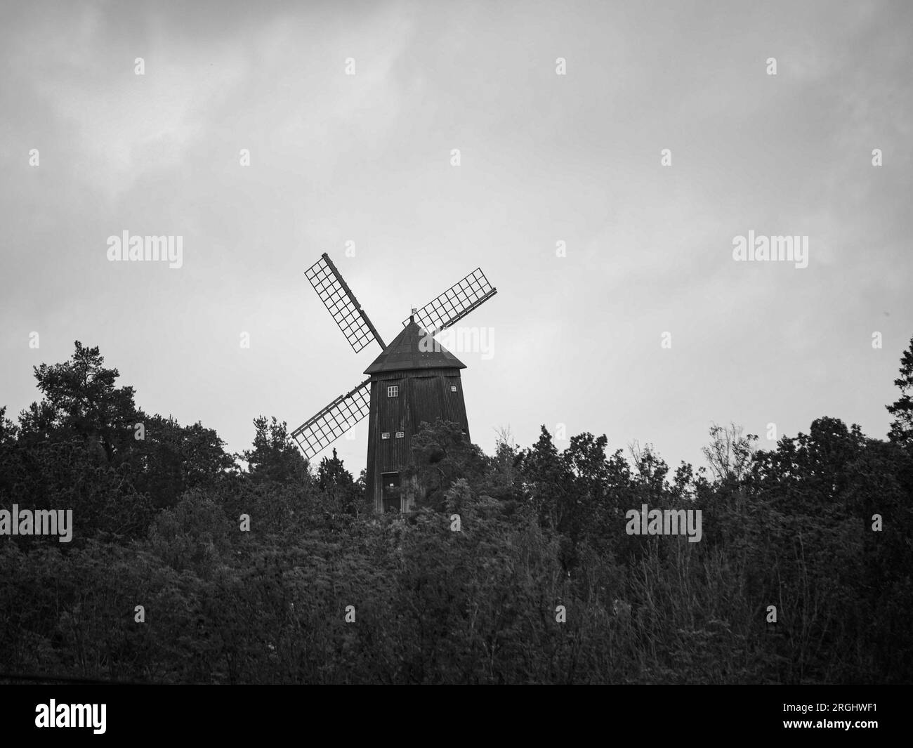 A windmill in black and white Stock Photo Alamy