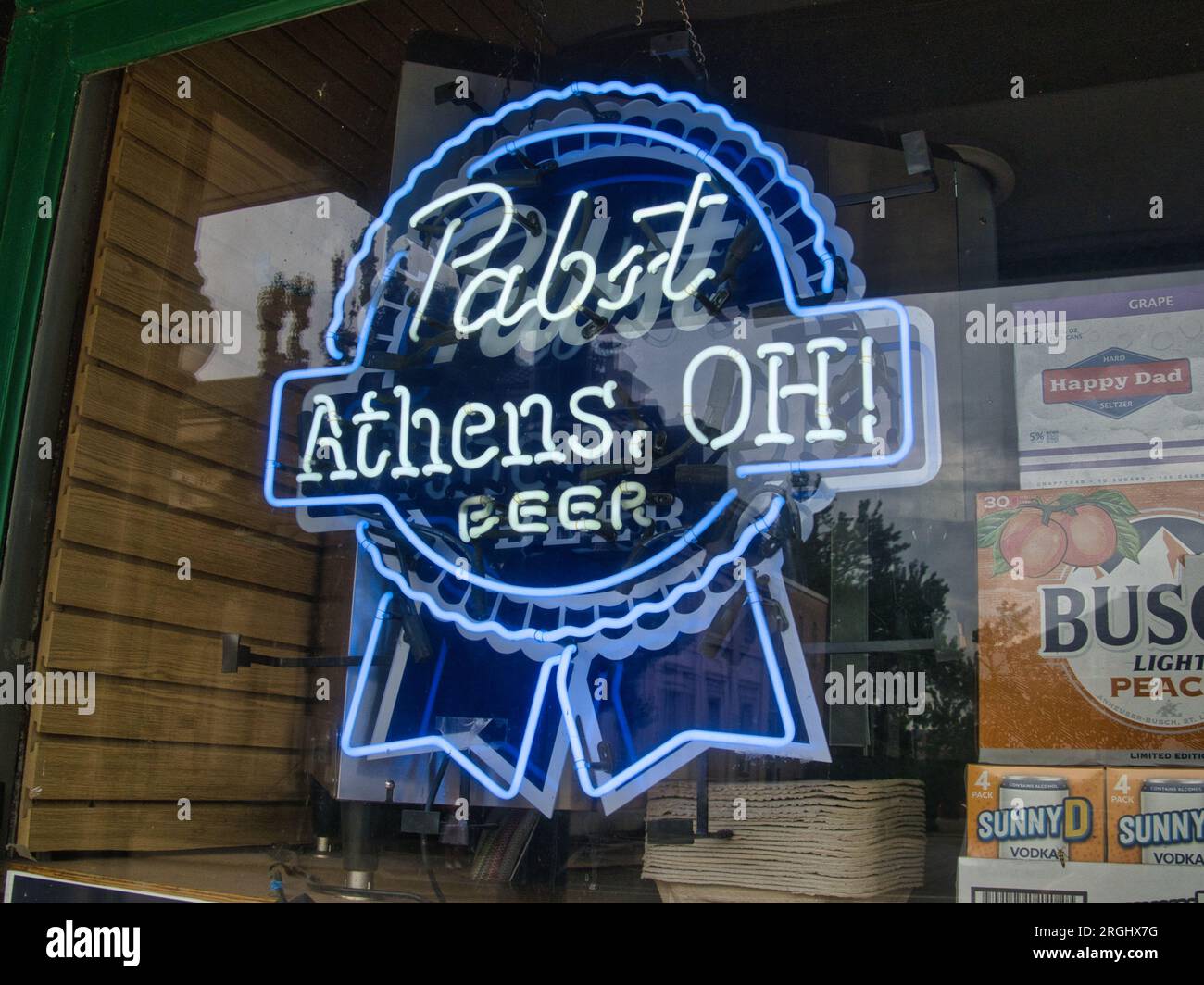 Neon Beer sign in window in Athens Ohio USA 2023 Stock Photo Alamy