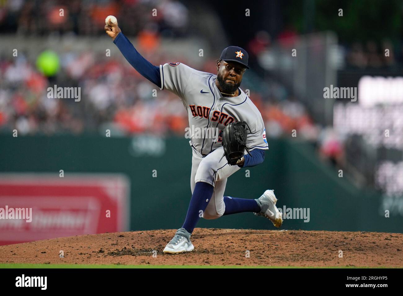 Houston Astros starting pitcher Cristian Javier throws to the Baltimore  Orioles in the second inning of a baseball game, Wednesday, Aug. 9, 2023,  in Baltimore. (AP Photo/Julio Cortez Stock Photo - Alamy