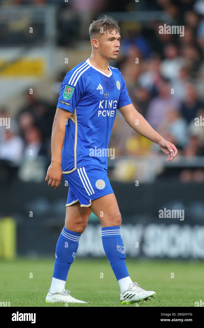 Callum Doyle #5 of Leicester City during the Carabao Cup match Burton Albion vs Leicester City at Pirelli Stadium, Burton upon Trent, United Kingdom, 9th August 2023  (Photo by Gareth Evans/News Images) Stock Photo