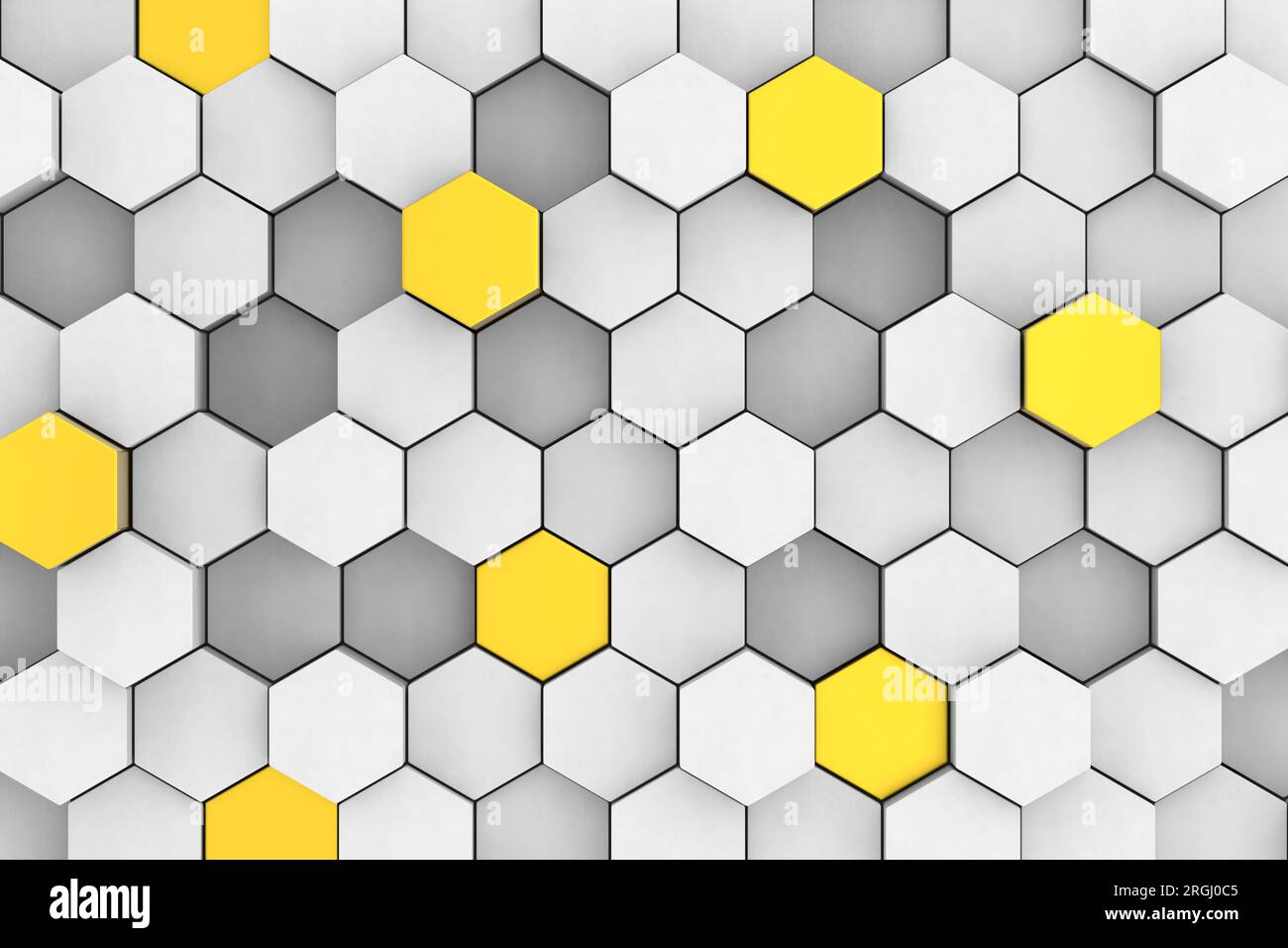 hexagonal cellular structure. Wall texture with 3D hexagon tile pattern. 3D illustration Stock Photo