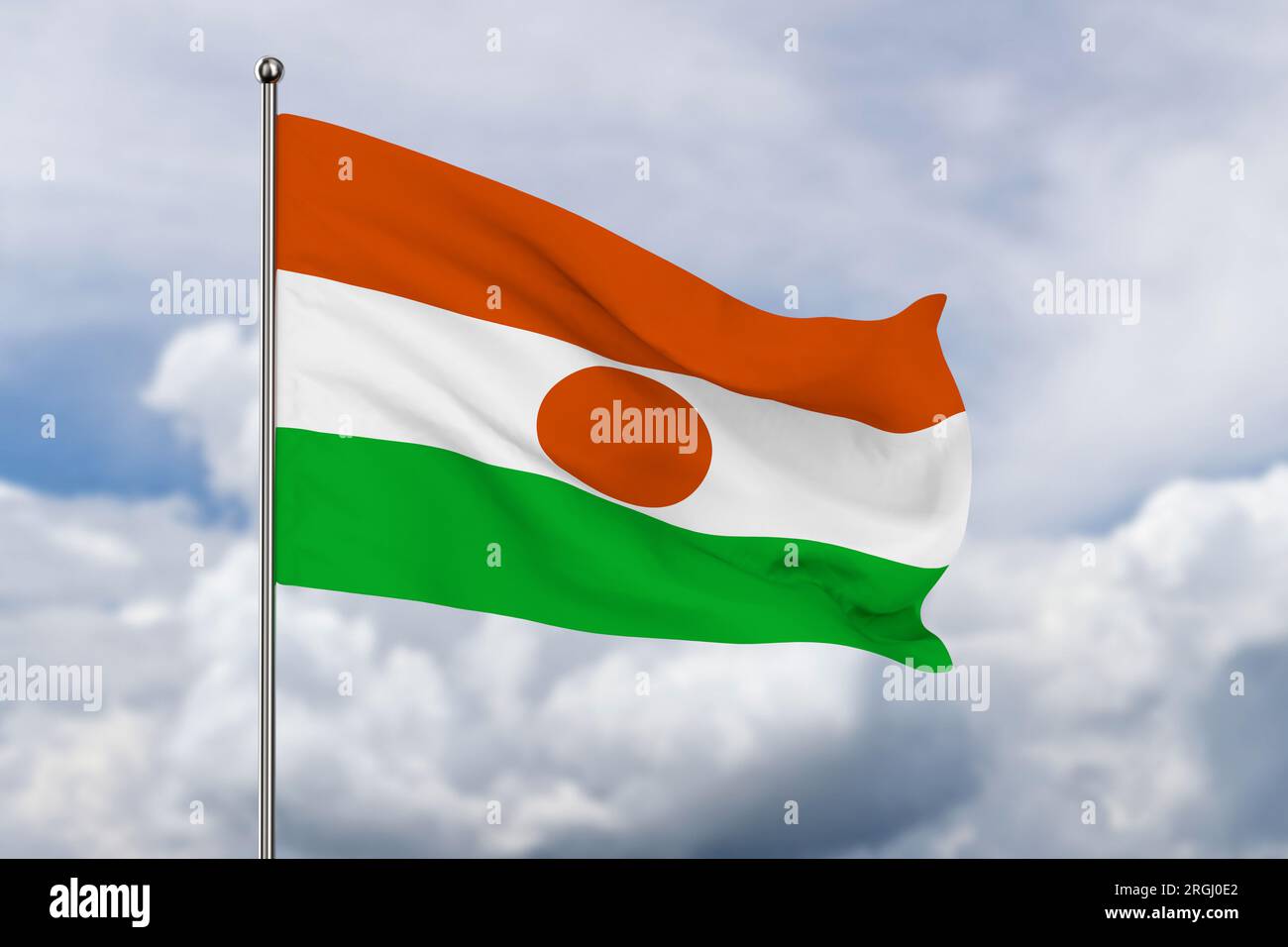 Niger flag on sky background. 3D illustration Stock Photo