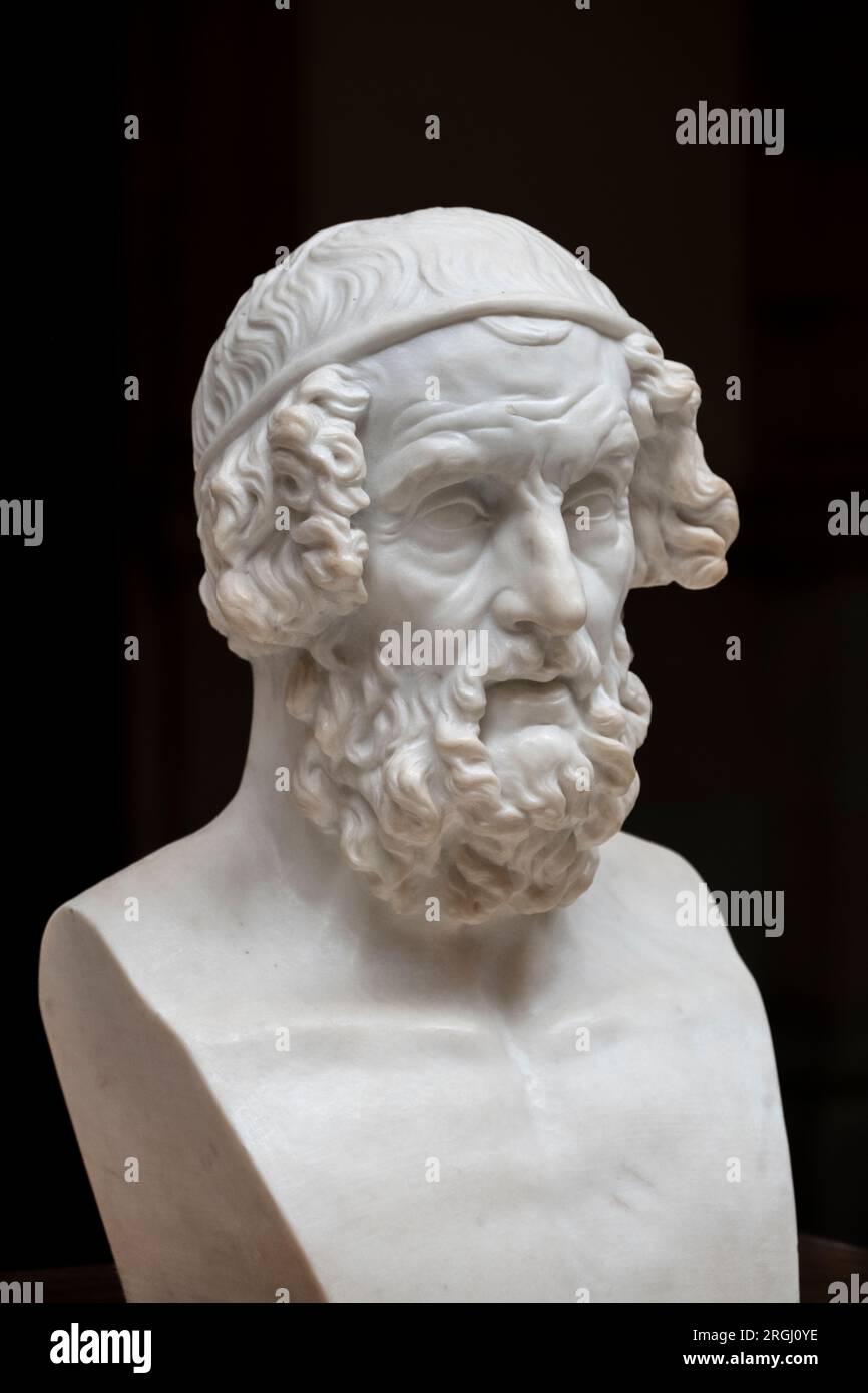 marble sculpture of Homer done by Hamo Thornycroft in 1910 Stock Photo