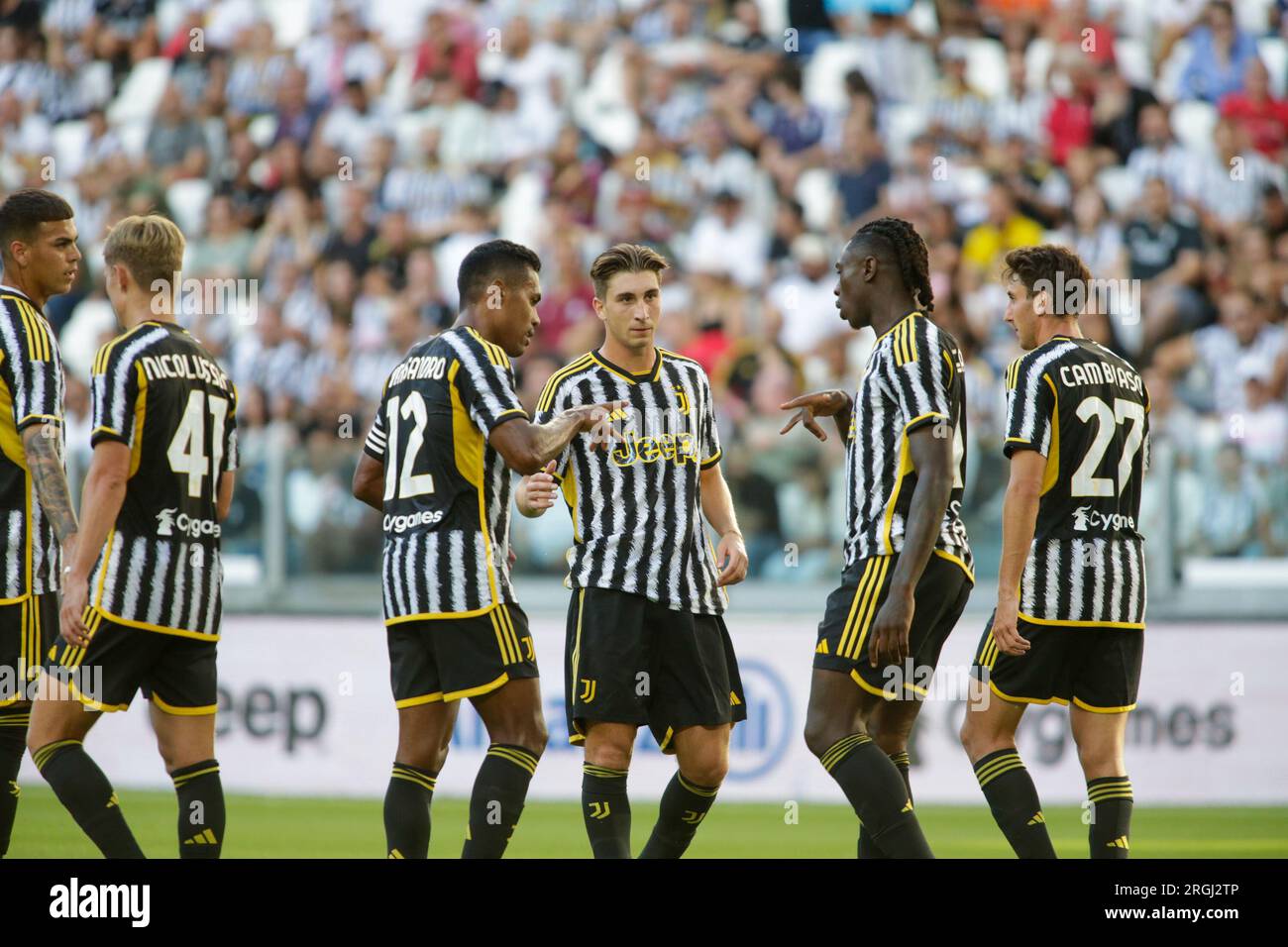 Turin, Italy. 09th Aug, 2023. Fabio Miretti of Juventus during the  pre-season test match between Juventus Fc and Juventus NextGen U23 on 09  August 2023 at Juventus Stadium, Turin, taly. Photo Nderim