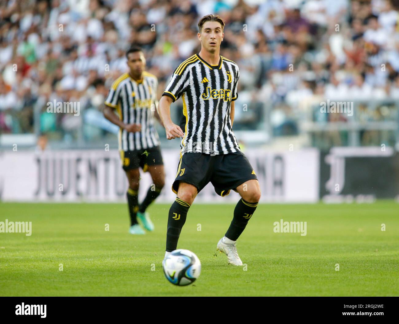 Turin, Italy. 09th Aug, 2023. Fabio Miretti of Juventus during the  pre-season test match between Juventus Fc and Juventus NextGen U23 on 09  August 2023 at Juventus Stadium, Turin, taly. Photo Nderim