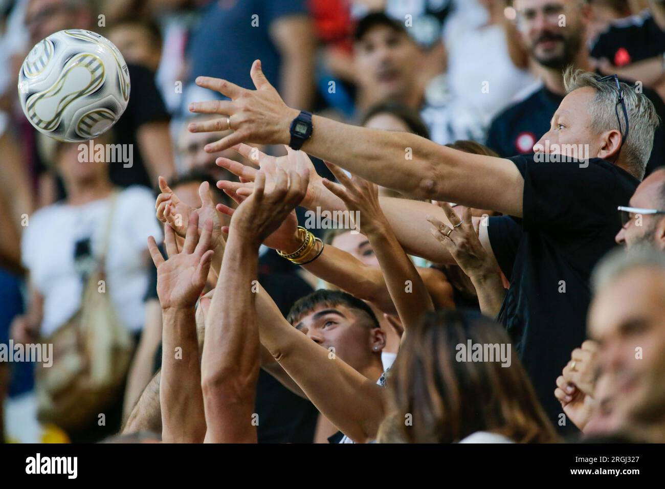 Turin, Italy. 09th Aug, 2023. Dean Huijsen of Juventus and Nicolo Cudrig of  Juventus NextGen U23 during the pre-season test match between Juventus Fc  and Juventus NextGen U23 on 09 August 2023