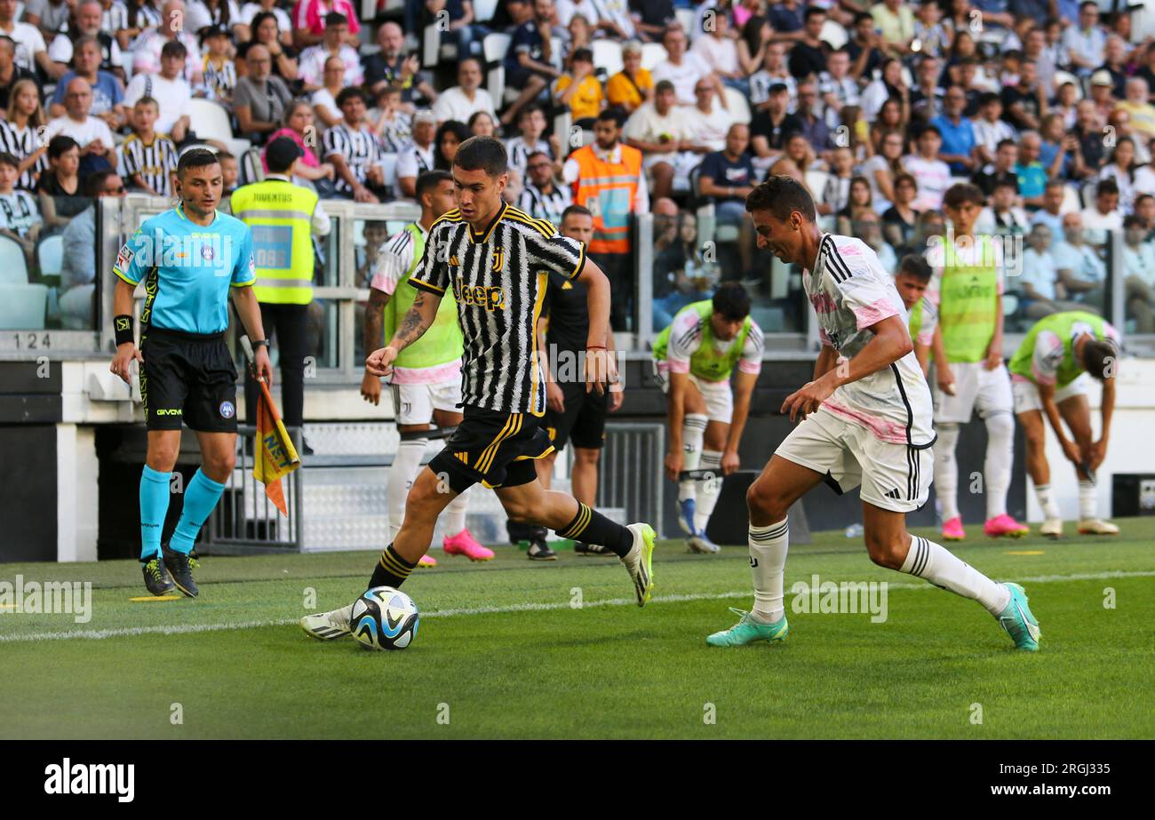 Turin, Italy. 09th Aug, 2023. Fabio Miretti of Juventus during the  pre-season test match between Juventus Fc and Juventus NextGen U23 on 09  August 2023 at Juventus Stadium, Turin, taly. Photo Nderim