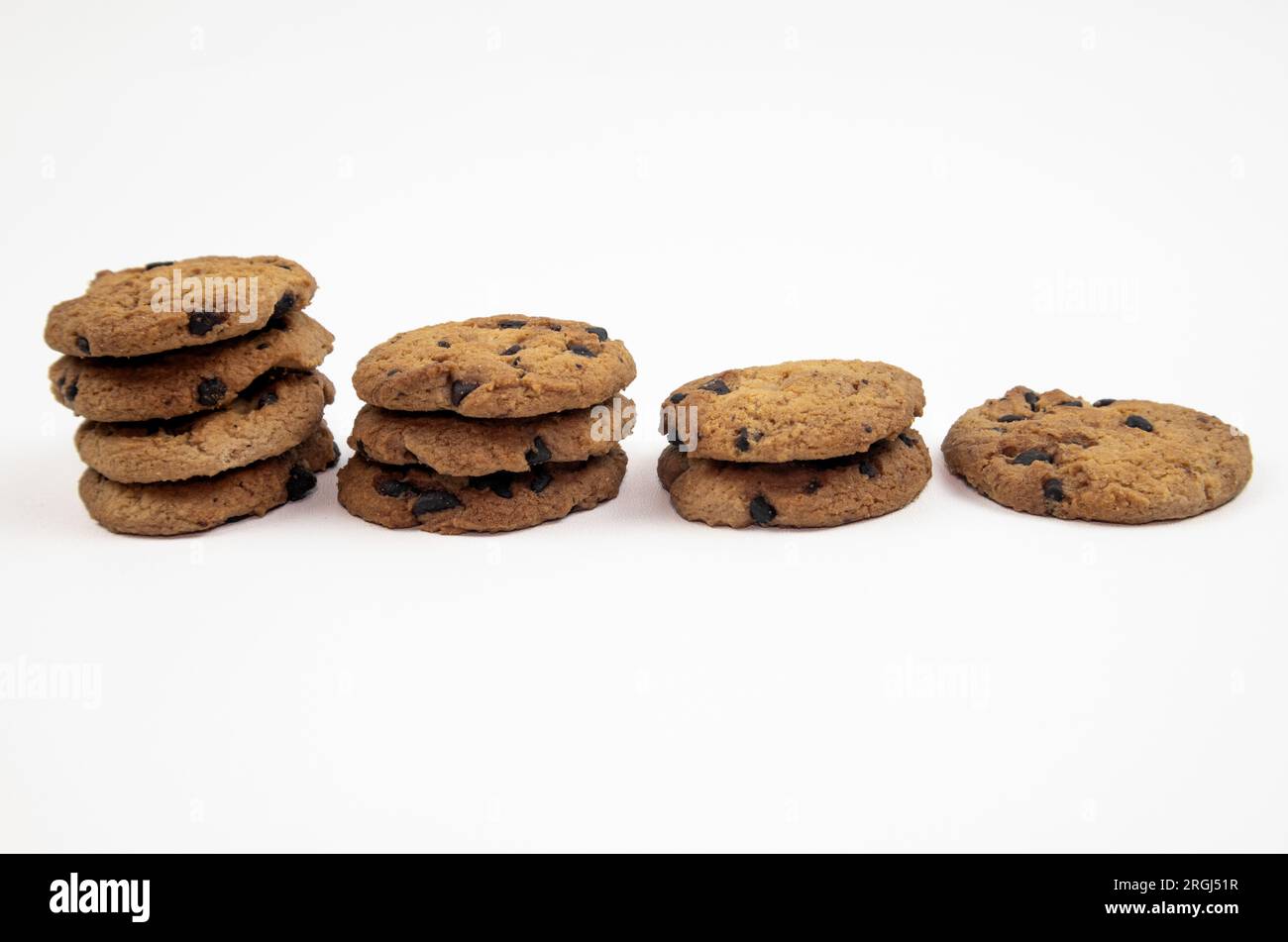 chocolate chip cookies isolated on white background Stock Photo