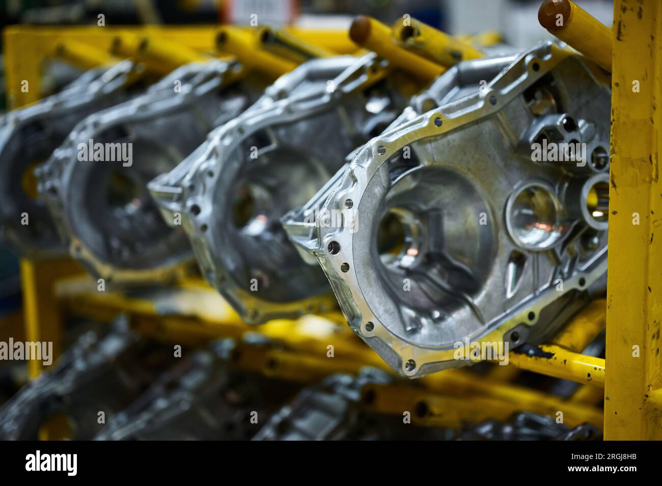 Cast housings for automobile gearboxes at plant production Stock Photo ...
