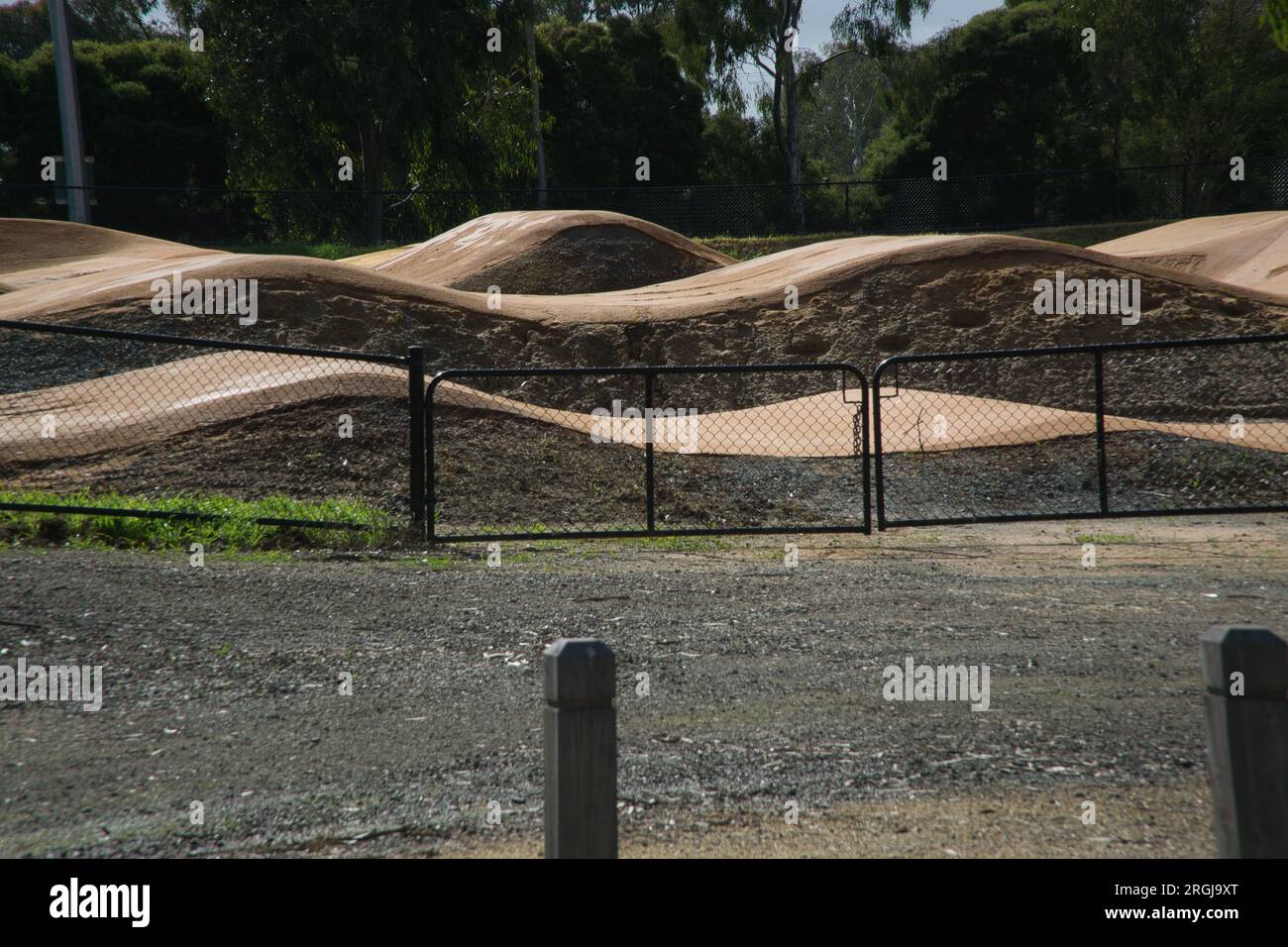 Shepparton Victoria Australia, 10 April 2023, the BMX race track and  the jumps at Shepparton Sporting Complex. Credit PjHickox/Alamy LIve News Stock Photo