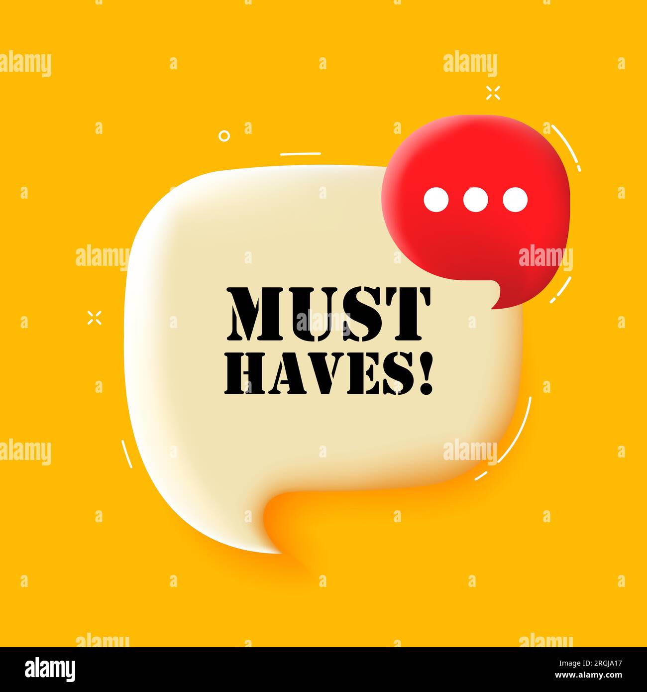 Must haves. Speech bubble with Must haves text. 3d illustration. Pop art style. Vector line icon for Business Stock Vector