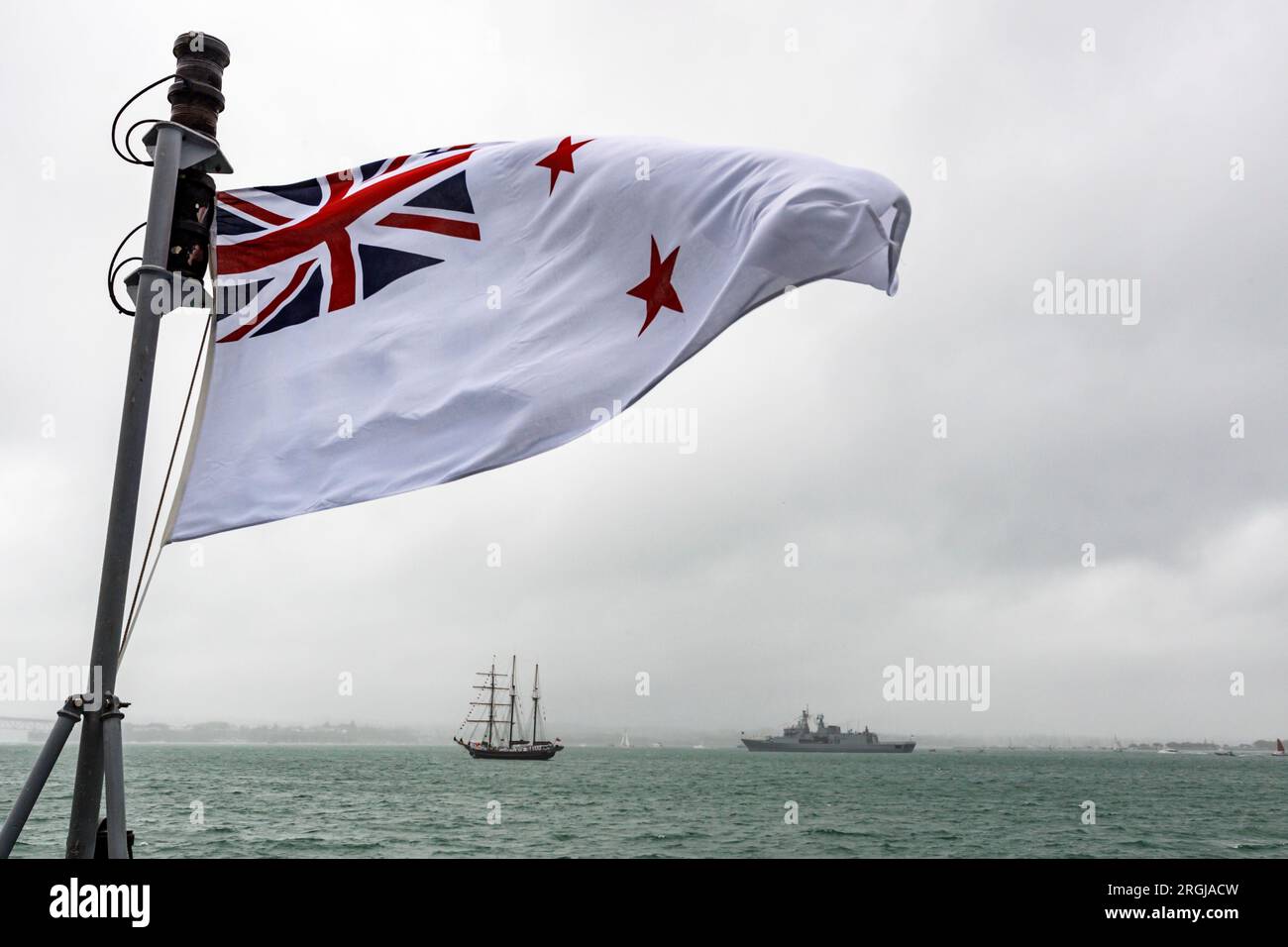 Navy ships taking part in an International Naval Review in the Waitemata Harbour, Auckland, New Zealand, Saturday, November 19, 2016. Stock Photo