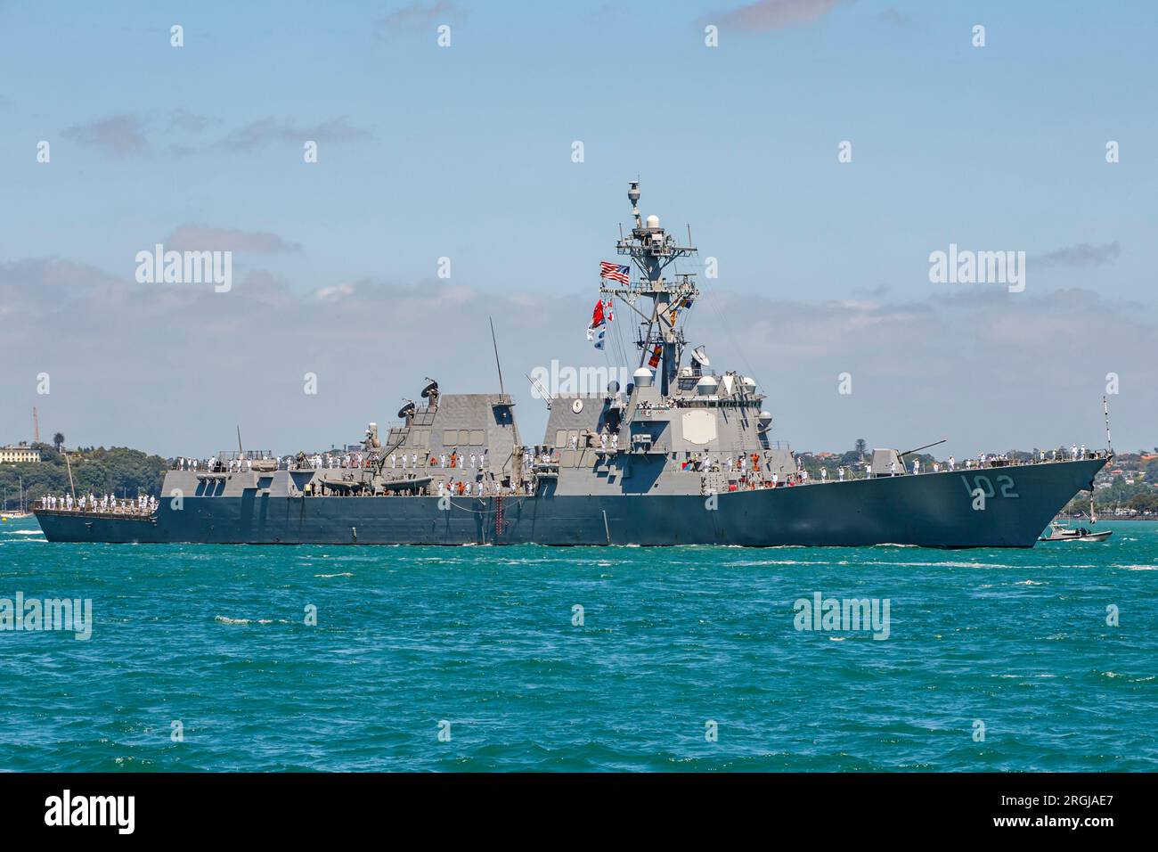 The USS Sampson as she docks in Auckland, New Zealand, Tuesday, November 22, 2016.  Tuesday, November 22, 2016. Stock Photo