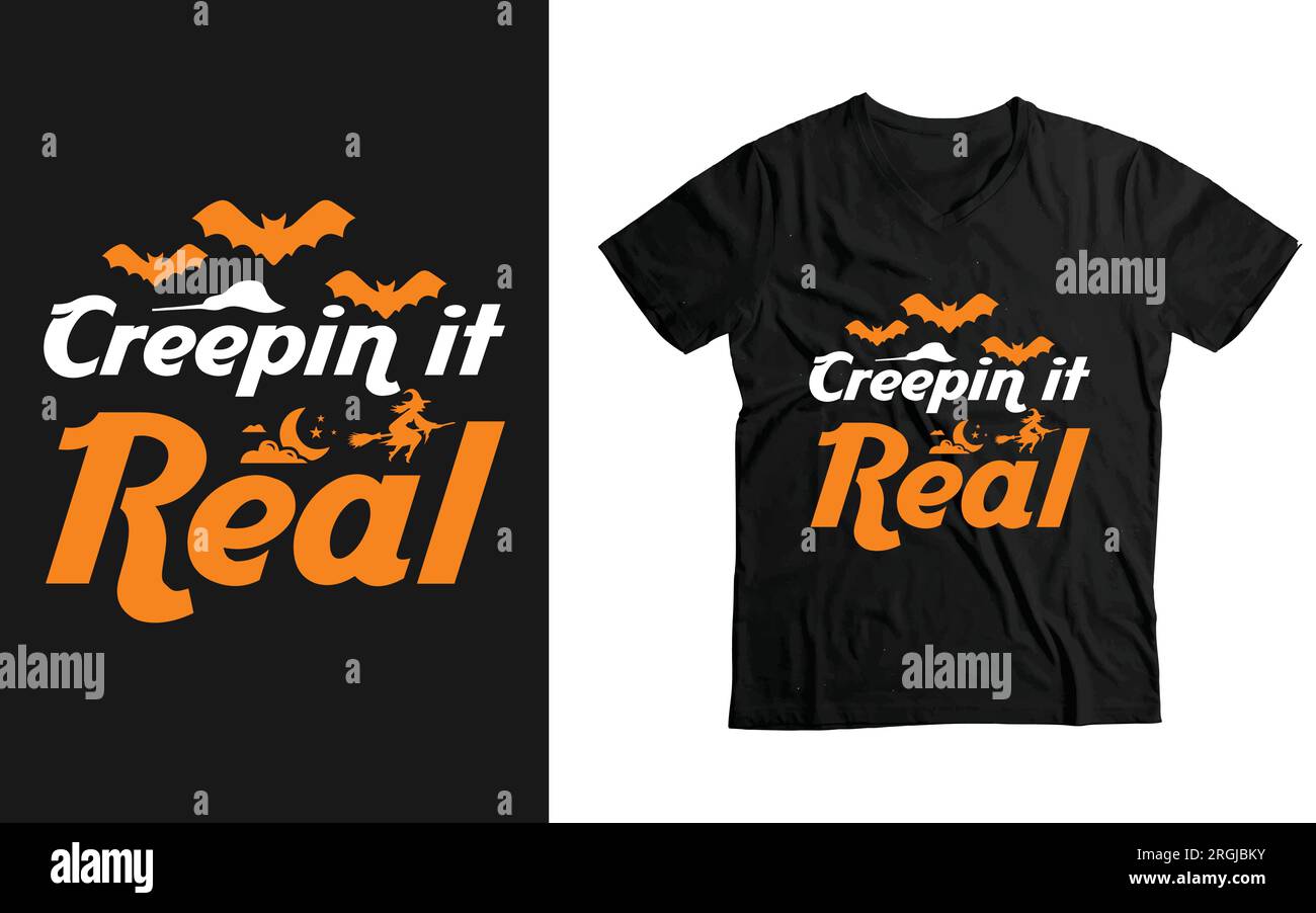 Creepin' it Real Halloween custom t-shirt design Stock Vector