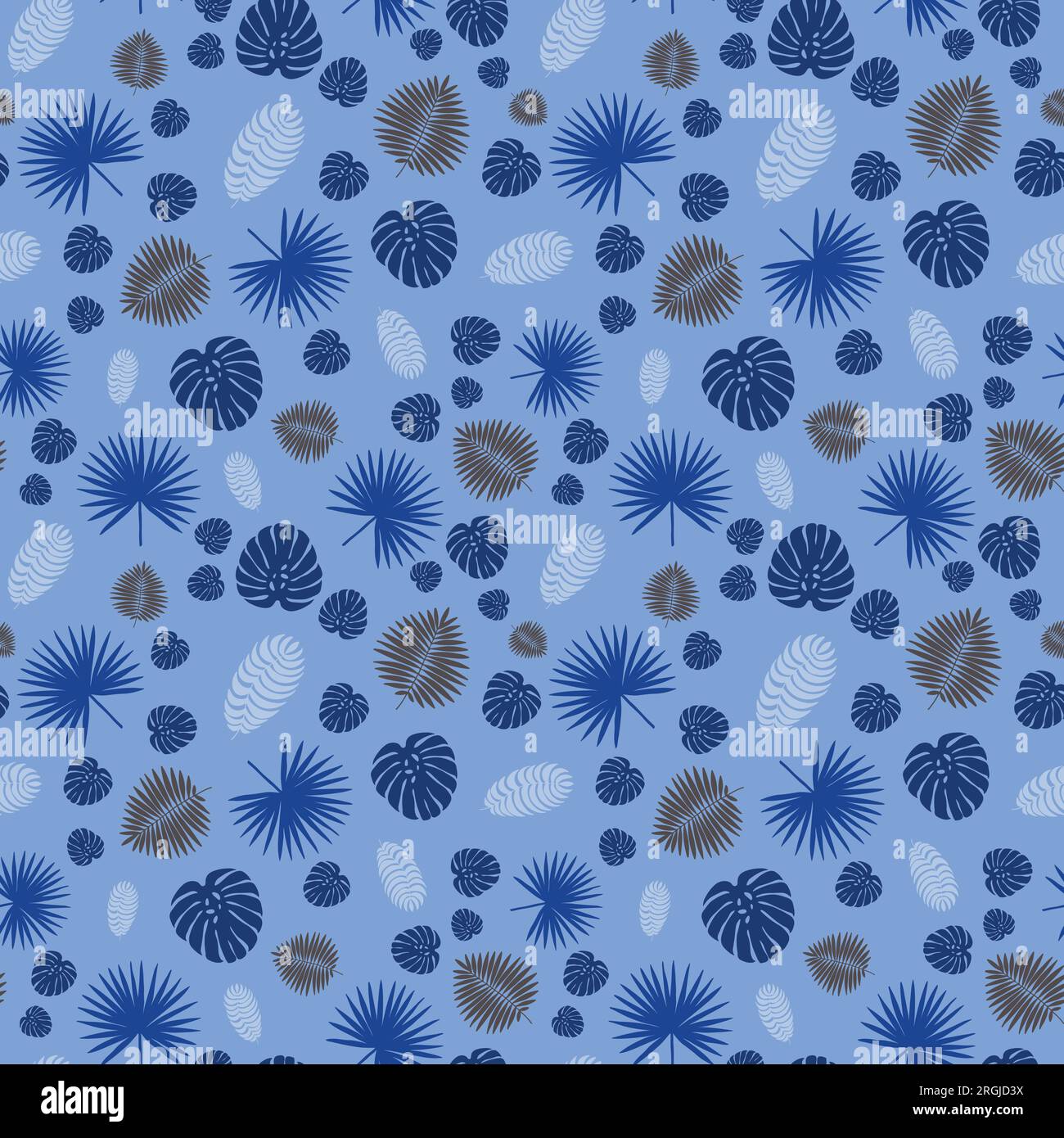 Tropical Leaves Seamless Pattern In Cobalt Blue Colour Stock Vector tropical-leaves-seamless-pattern-in-cobalt-blue-colour-stock-vector