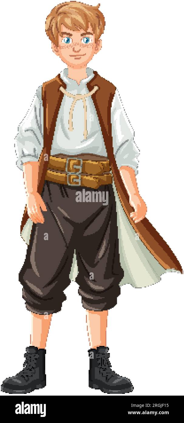 A cartoon illustration of a man wearing a traditional medieval villager  outfit Stock Vector Image & Art - Alamy
