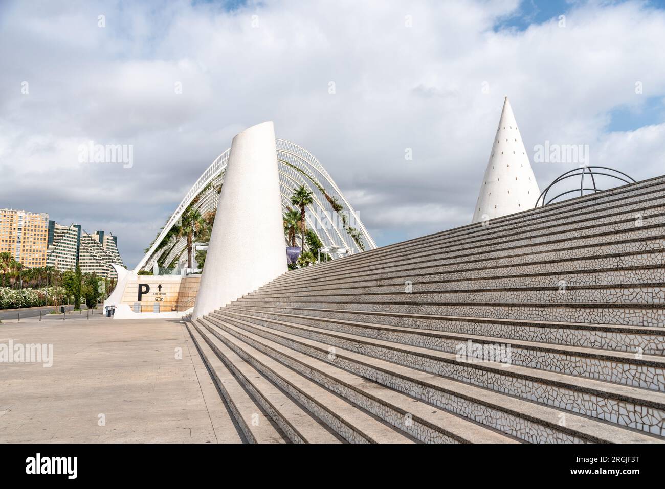 Valencia, Spain - July 30, 2023: View of the City of Arts and Sciences. It was designed by famous Spanish architect Santiago Calatrava Stock Photo