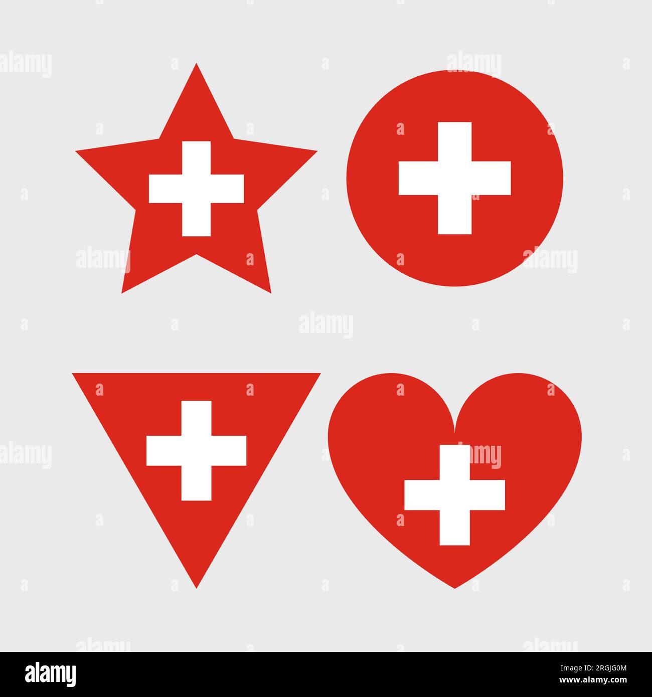 Switzerland flag vector icons set in the shape of heart, star, circle and map Stock Vector Image ...