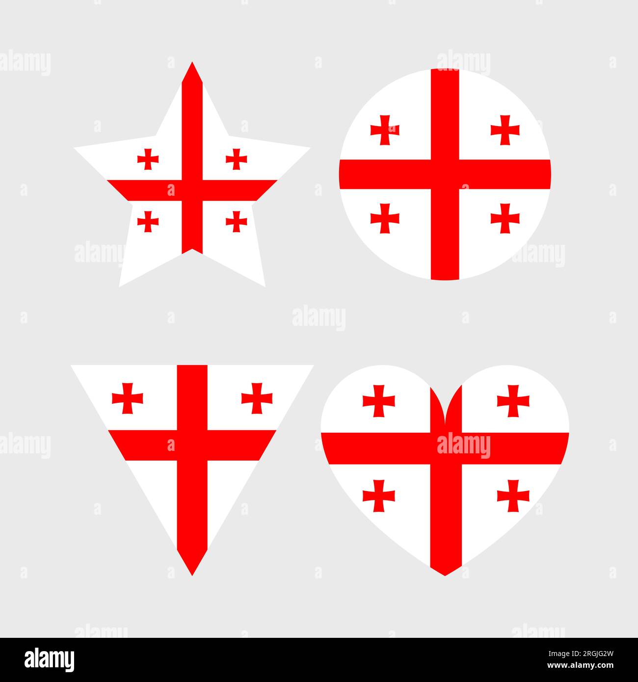 flag vector icons set in the shape of heart, star, circle and