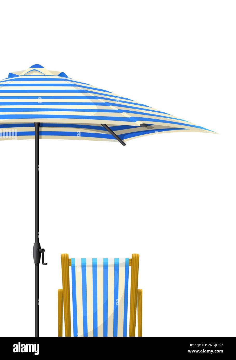 Beach chair and umbrella over white background, vector template Stock ...
