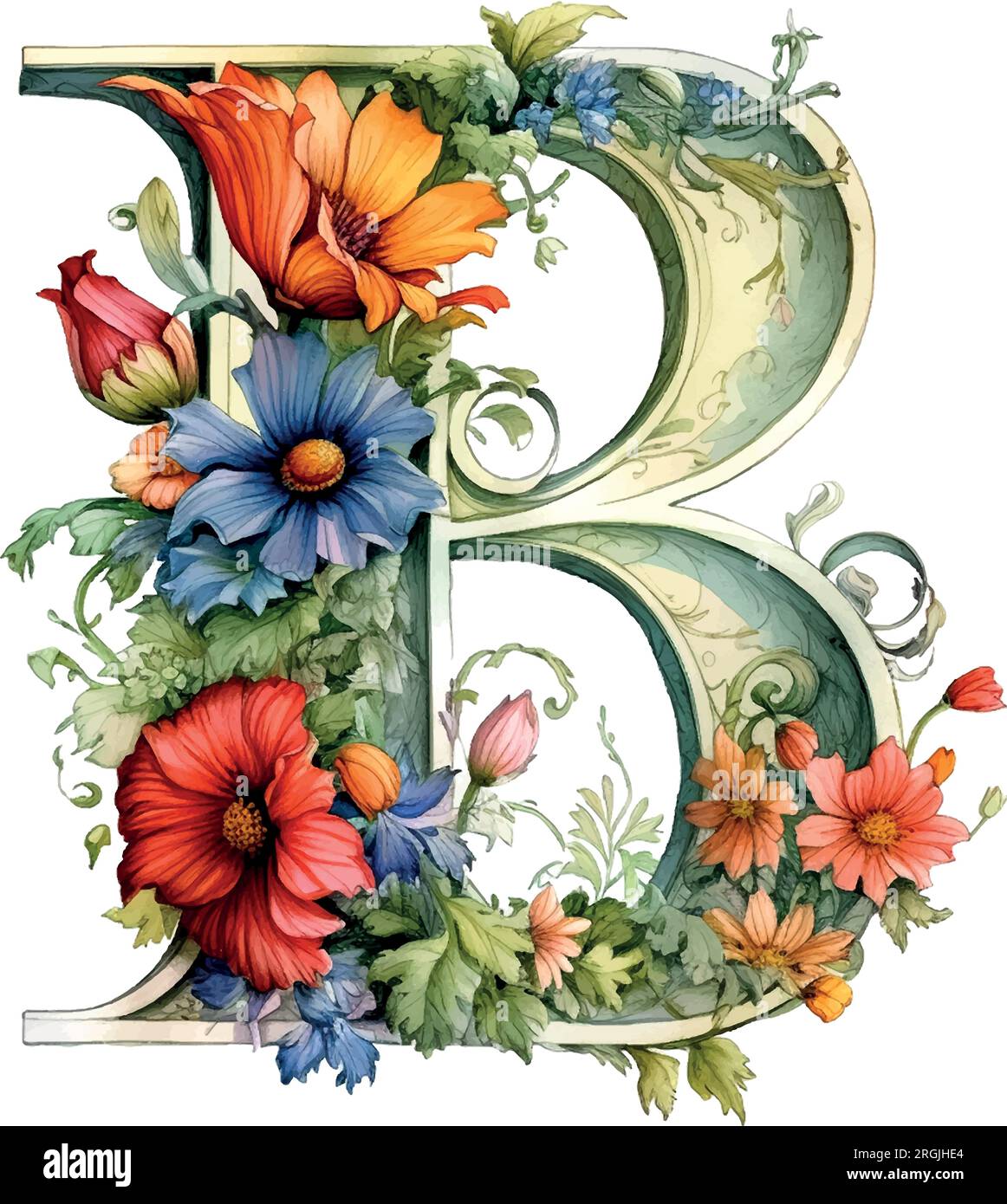 Modern monogram b watercolor, great design for any purposes Stock ...
