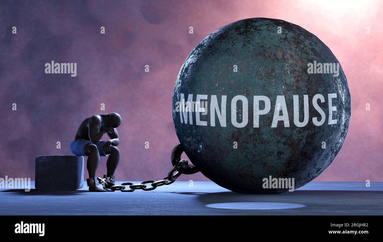 Menopause a metaphor showing human struggle with Menopause. Resigned and exhausted person