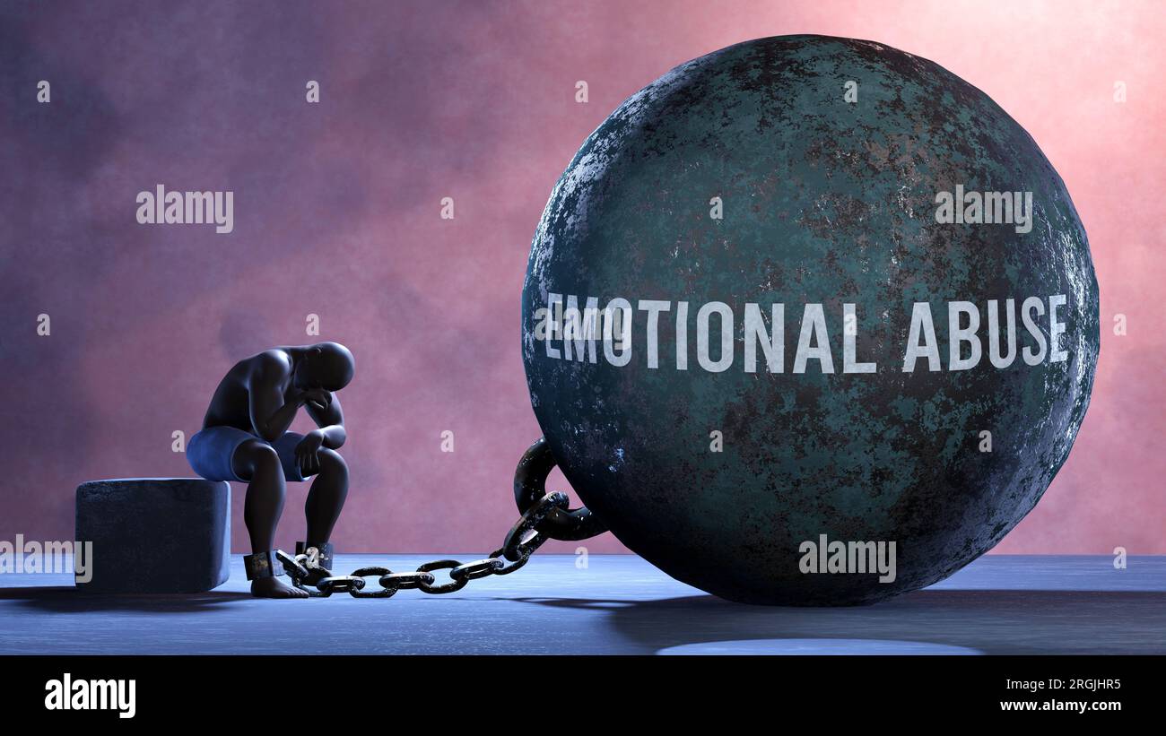 Emotional abuse a metaphor showing human struggle with Emotional abuse. Resigned and exhausted