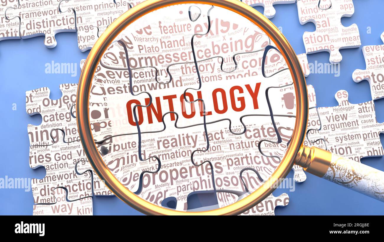 Ontology being closely examined along with multiple concepts and ideas  directly related to Ontology. Many parts of a puzzle forming one, connected  who Stock Photo - Alamy