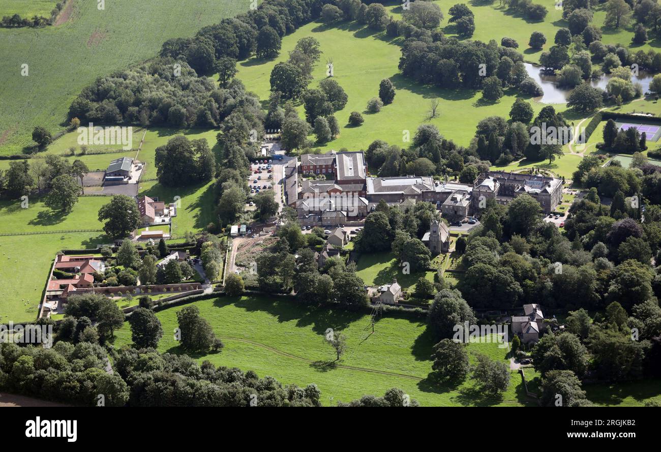 aerial view of Nidd Hall Hotel, a Warner Hotels property, near Ripley, Harrogate, North Yorkshire Stock Photo