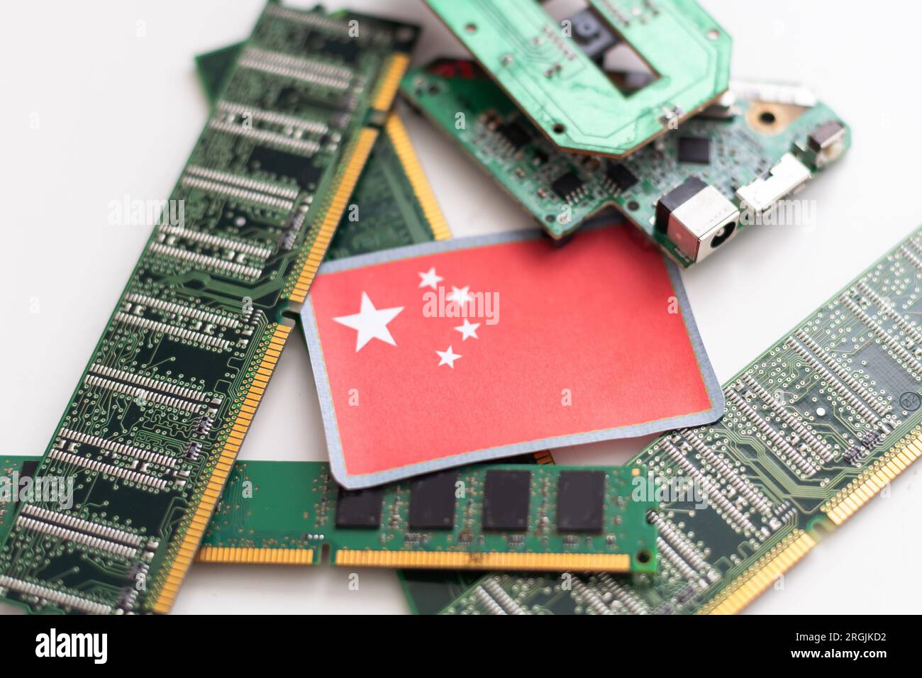 Flag of China on a processor, CPU Central processing Unit or GPU