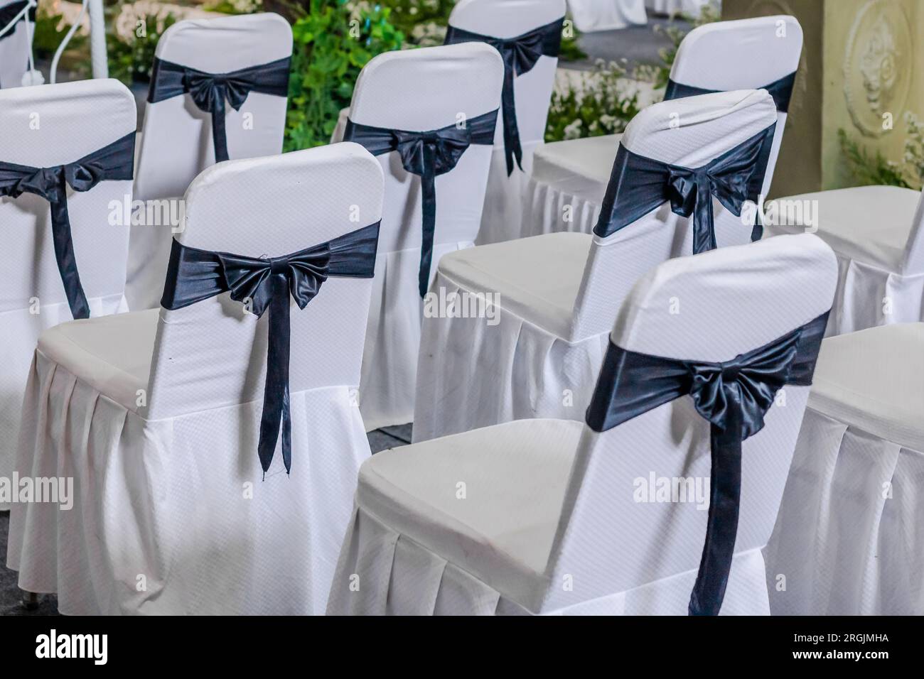 decoration of the wedding reception venue indoors with a neat