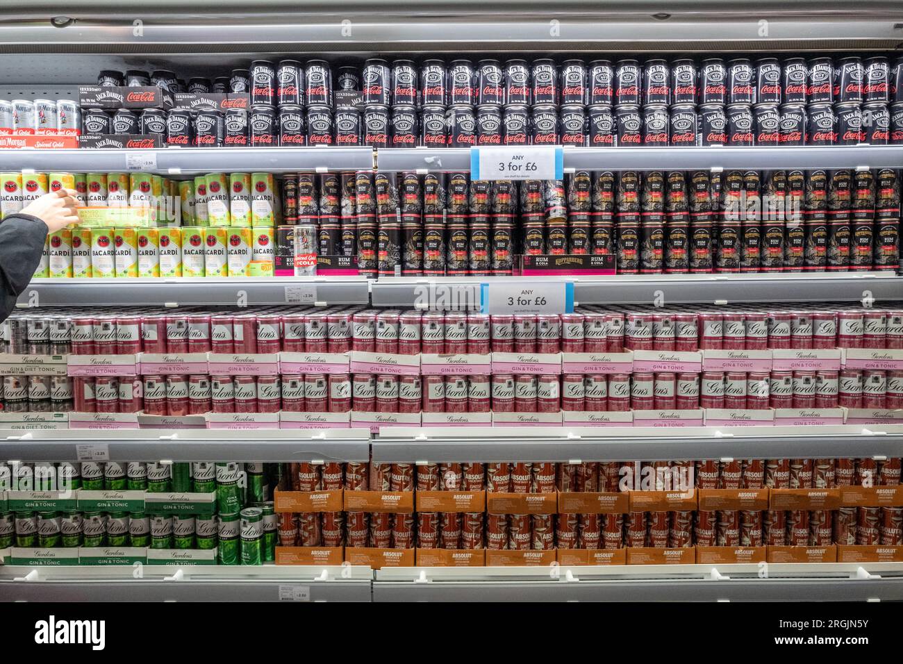 Brighton, August 5th 2023: Alcoholic drinks in a supermarket during Pride in Brighton Stock Photo