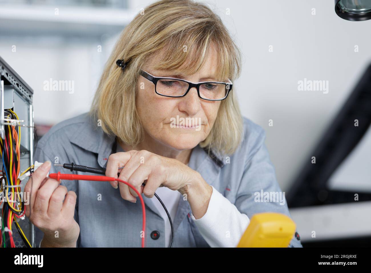 checking the voltage of a pc Stock Photo Alamy