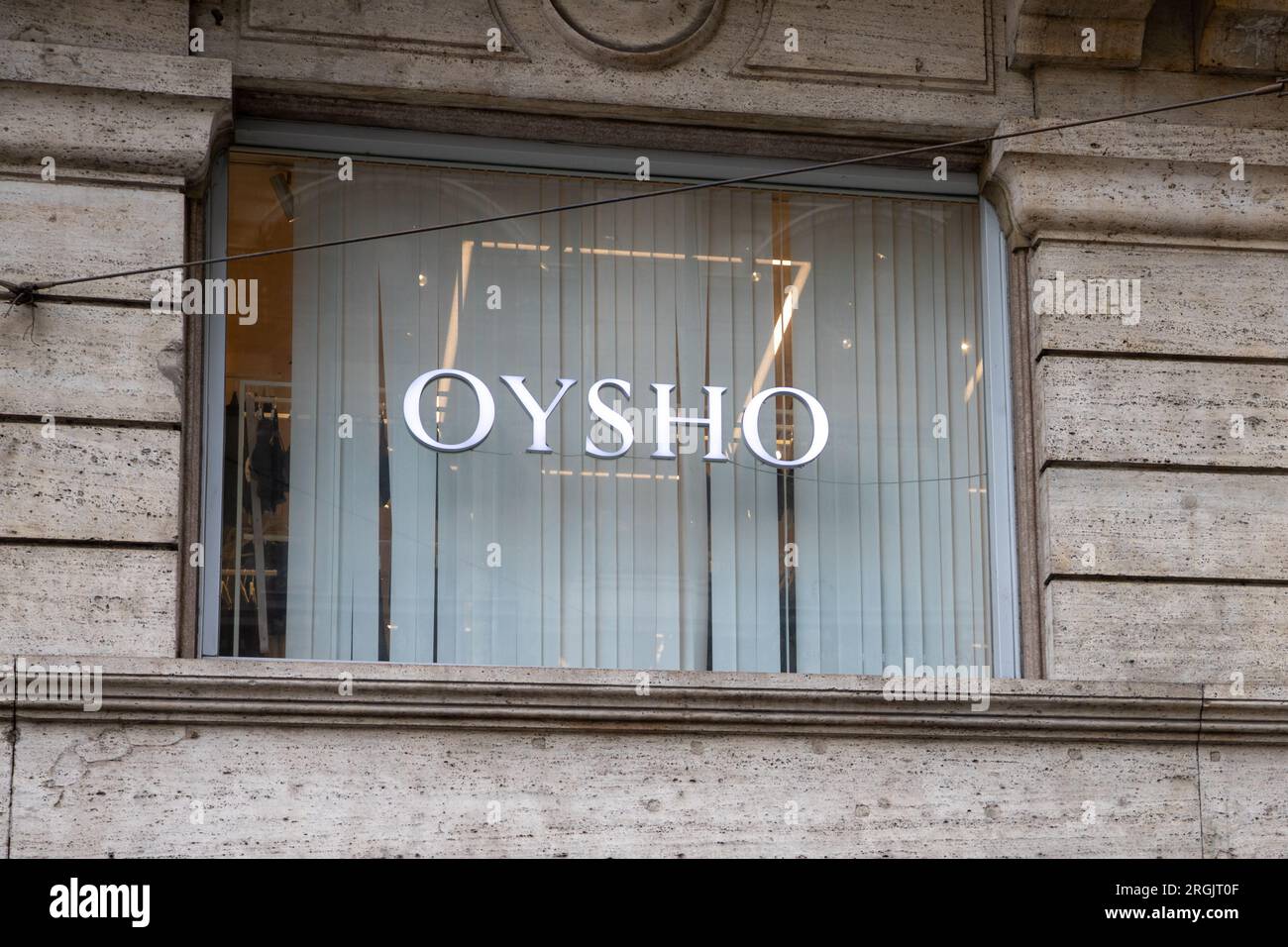 Milan , Italy - 08 07 2023 : oysho sport brand text facade store signage  and logo sign on shop wall facade Stock Photo - Alamy