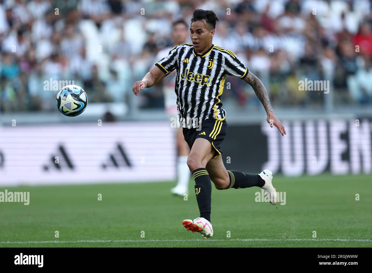 Turin, Italy. 09th Aug, 2023. Fabio Miretti of Juventus during the  pre-season test match between Juventus Fc and Juventus NextGen U23 on 09  August 2023 at Juventus Stadium, Turin, taly. Photo Nderim