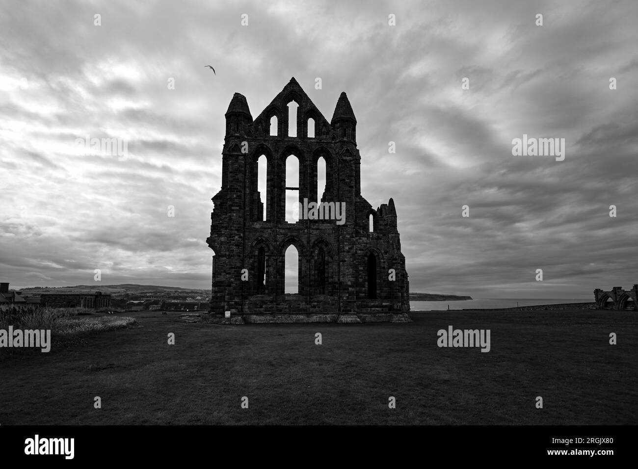 Whitby Abbey moody dramatic cloudscape Bram Stoker Dracula Stock Photo