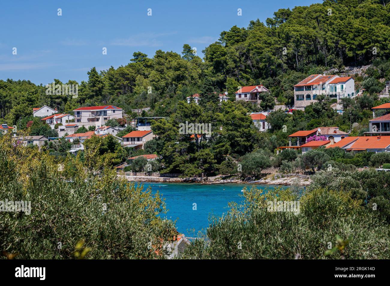 Photo shows seaside scenery of Gradina Bay on the west of the island of Korcula in Croatia on July 27, 2023. There is a 7000 year old archaeological site in the underwater part of Gradina Bay.  Photo: Zvonimir Barisin/PIXSELL Stock Photo