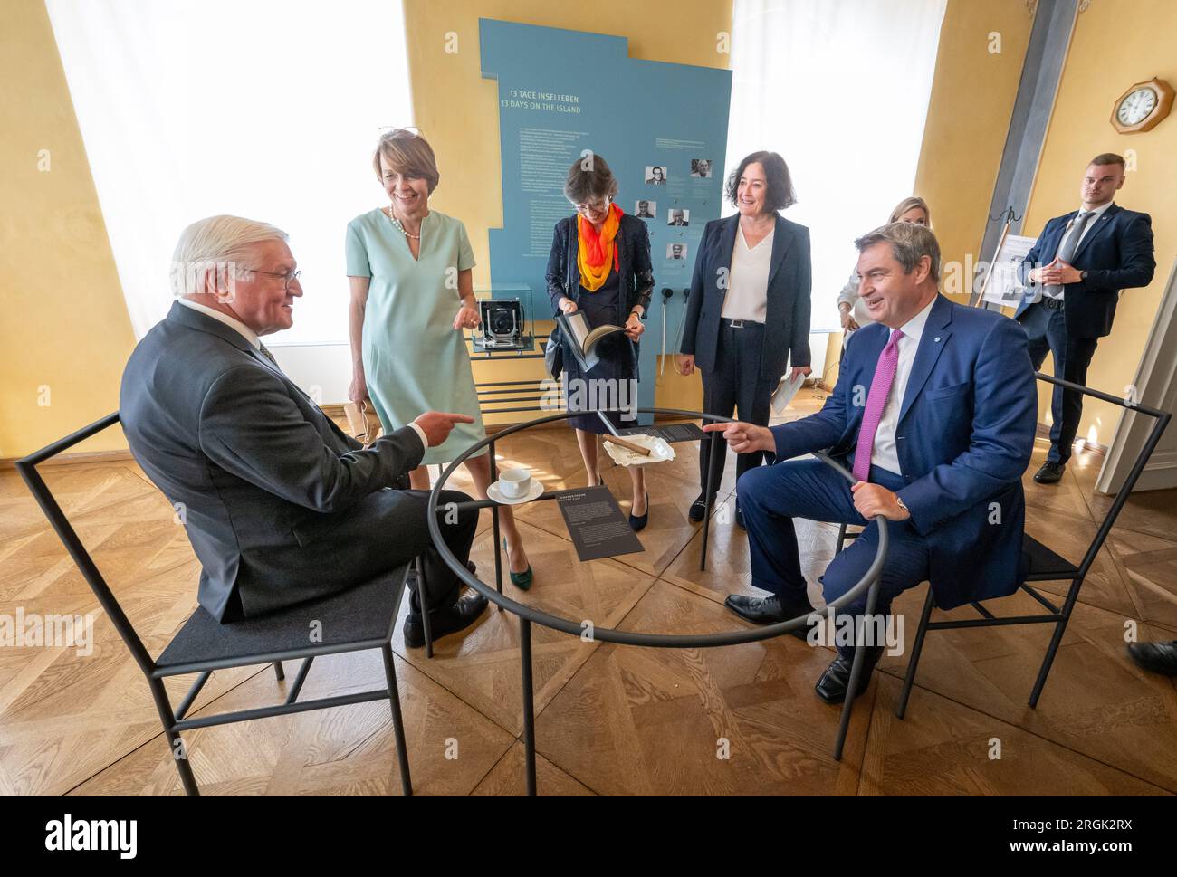 Herrenchiemsee, Germany. 10th Aug, 2023. Markus Söder (r, CSU) Prime ...