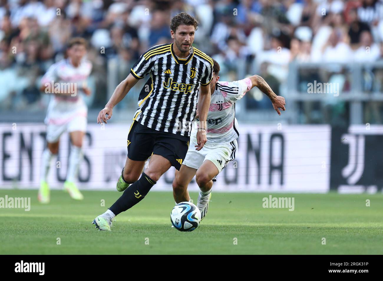 Turin, Italy. 09th Aug, 2023. Manuel Locatelli of Juventus during the  pre-season test match between Juventus Fc and Juventus NextGen U23 on 09  August 2023 at Juventus Stadium, Turin, taly. Photo Nderim